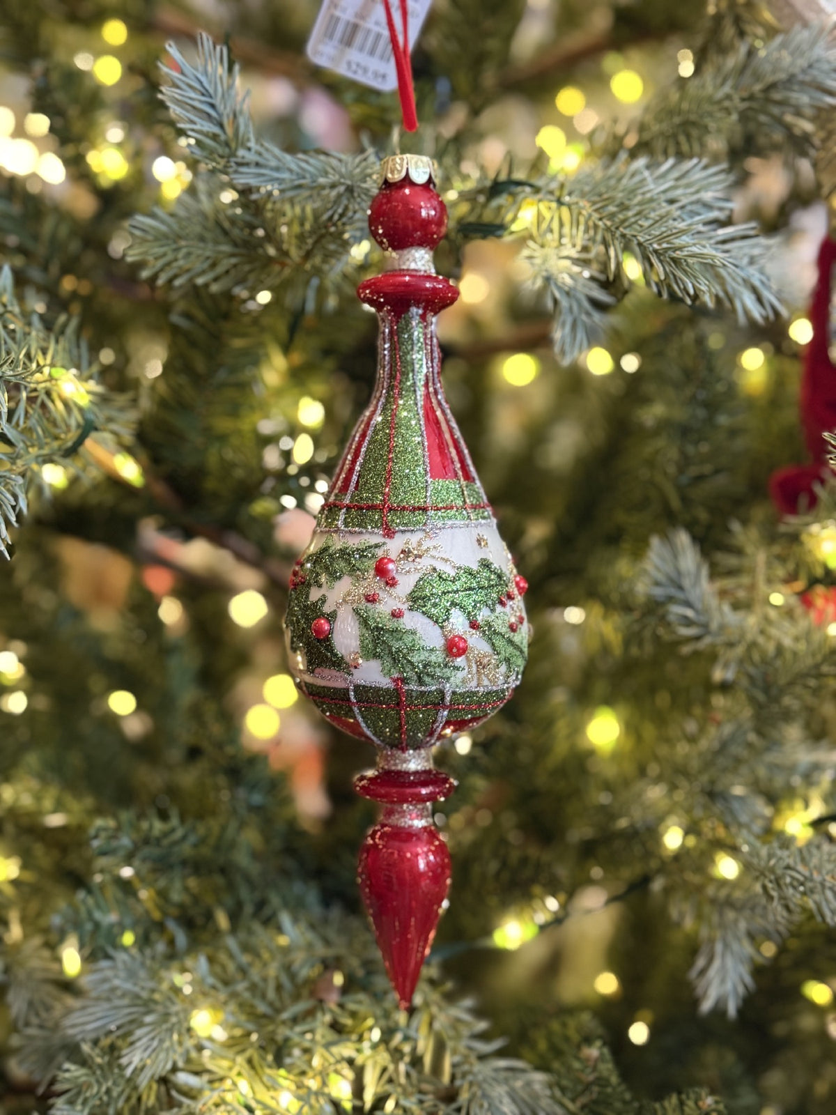 PLAID HOLLY DROP FINIAL 4623006