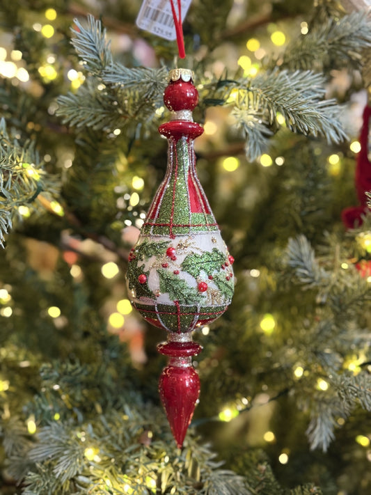 PLAID HOLLY DROP FINIAL 4623006
