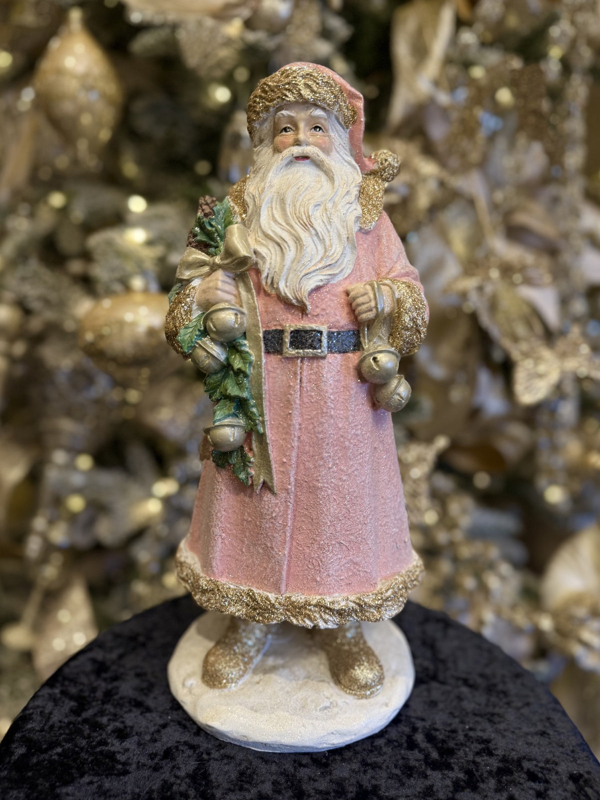 OLD WORLD SANTA PINK/GOLD WITH BELLS4612142