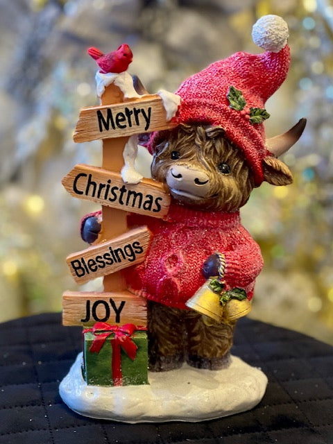 CHRISTMAS HIGHLAND COW CHRISTMAS SIGN 26769