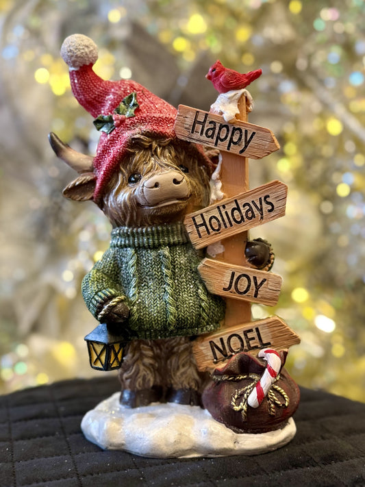 CHRISTMAS HIGHLAND COW HOLIDAY SIGN 26769