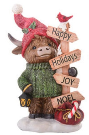 CHRISTMAS HIGHLAND COW HOLIDAY SIGN 26769
