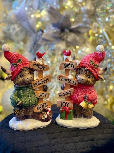 CHRISTMAS HIGHLAND COW HOLIDAY SIGN 26769