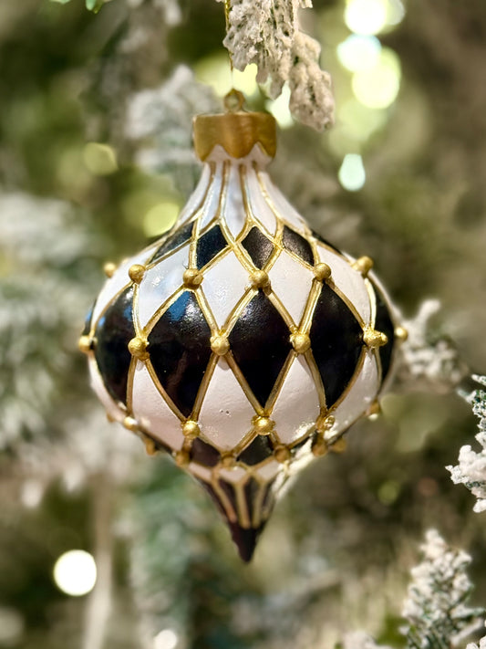 QUILTED HARLEQUIN ONION BAUBLE ORNAMENT EXX028