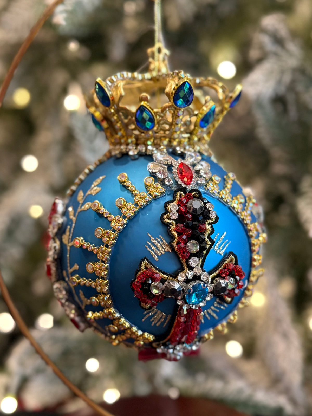 MARK ROBERTS - Teal Crown Jewels Ornament 36-61416