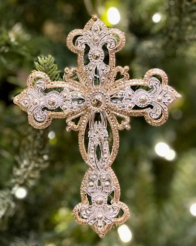 GOLD CROSS B 5 INCH ORNAMENT 4019194