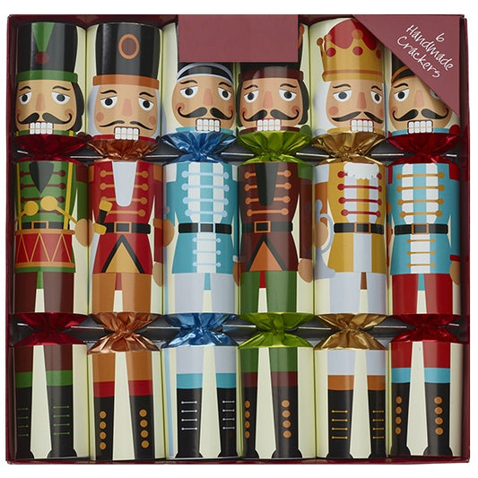 MULTI COLOURED NUTCRACKER BOX OF 6 CHRISTMAS CRACKERS 61735RR