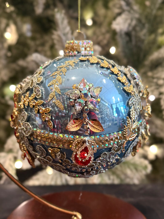 MARK ROBERTS - Blue Kings Jewel Ball Ornament 36-61490