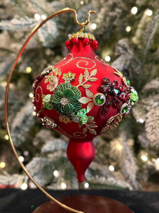 MARK ROBERTS - Red Kings Jewel Extra Fancy Finial Ornament 36-61510