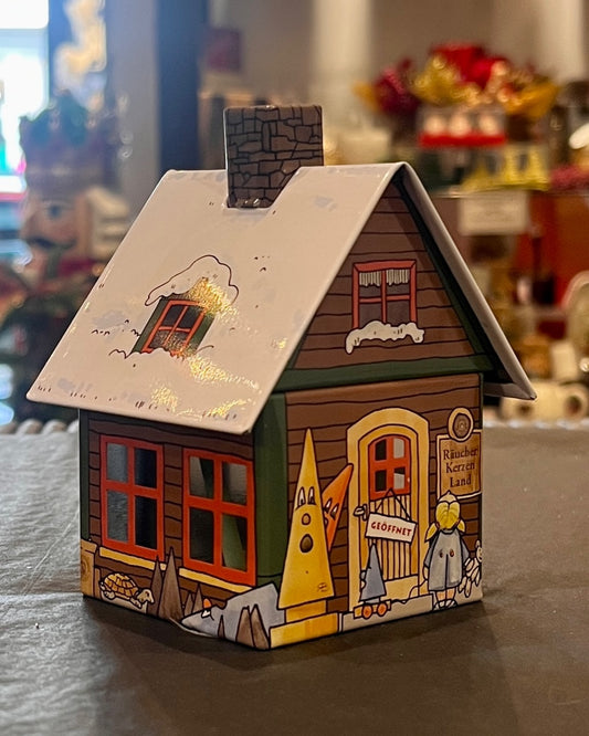 LOG CABIN TIN SMOKER HOUSE INCENSE CONE BURNER 