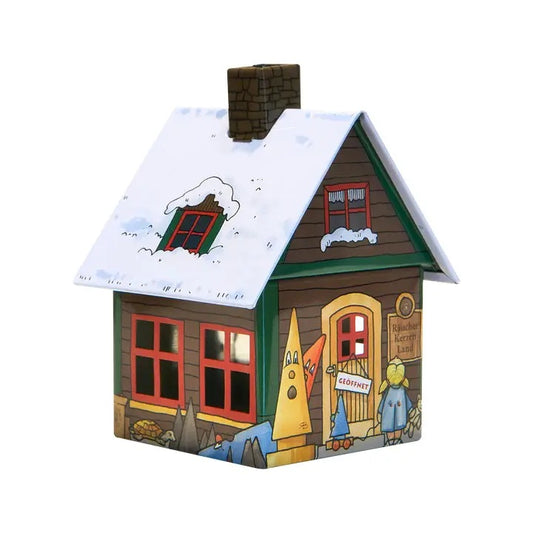 LOG CABIN TIN SMOKER HOUSE INCENSE CONE BURNER 
