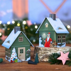 GREEN TIN SANTA SMOKEHOUSE INCENSE CONE BURNER