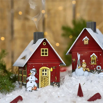 RED TIN SNOWMAN SMOKEHOUSE INCENSE CONE BURNER