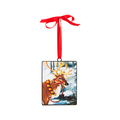REINDEER METAL SQUARE DISC ORNAMENT 4321343