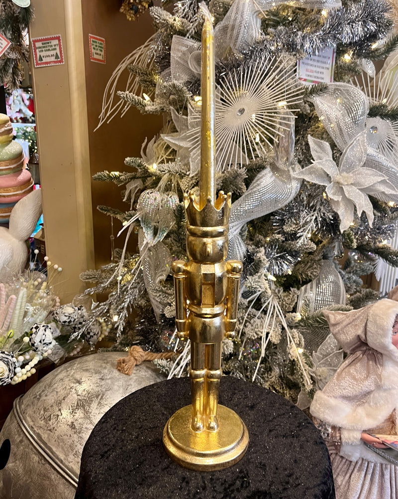 GOLD LUXE NUTCRACKER SOLDIER CANDLE HOLDER 4510322