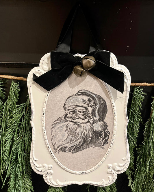 WHITE METAL FRAMED SANTA SIGN 4521347