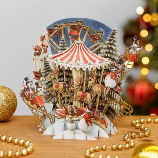 CHRISTMAS CAROUSEL 3D POP UP CHRISTMAS CARD