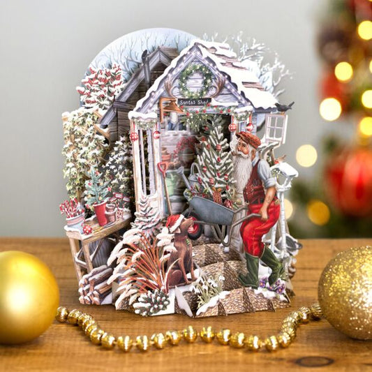 3D POP UP CHRISTMAS CARDS - SANTA'S SHED