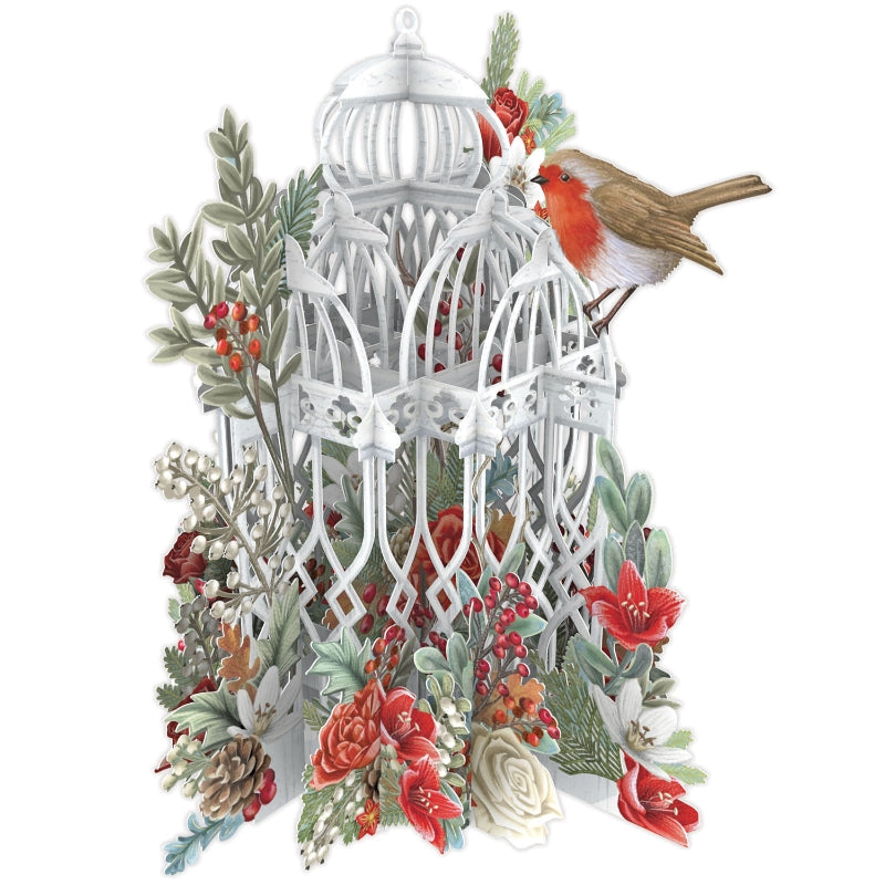 Pop Up Laser Cut- Christmas Flower Cage 3D Card