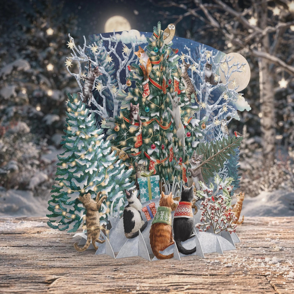 3D POP UP CHRISTMAS CARDS - CAT CHRISTMAS TREE