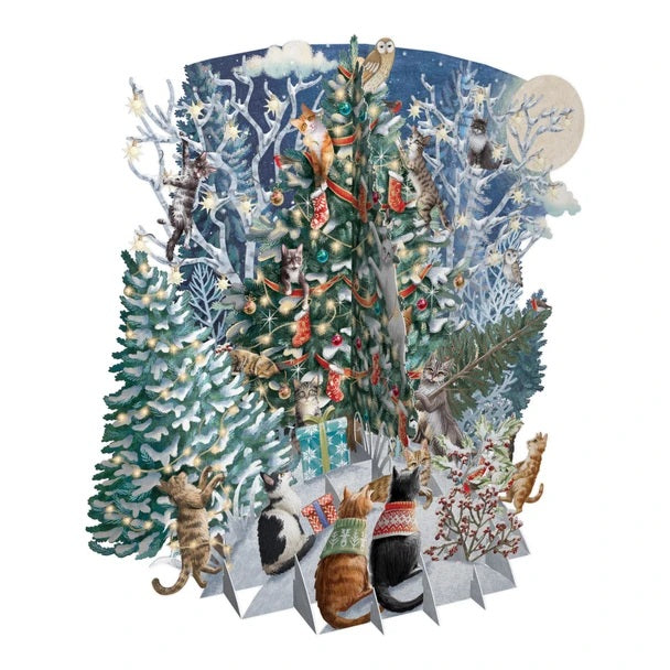 3D POP UP CHRISTMAS CARDS - CAT CHRISTMAS TREE