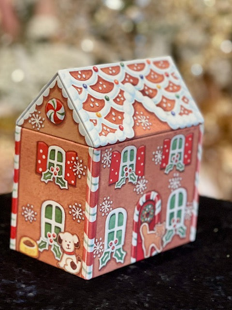 LARGE TIN GINGERBREAD HOUSE BOX DK700