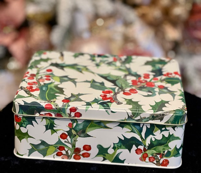 HOLLY RECTANGLE BISCUIT TIN EBX2667