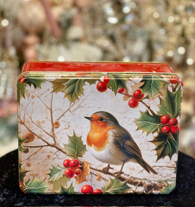 NOSTALGIN ROBIN RECTANGLE BISCUIT TIN RB2670