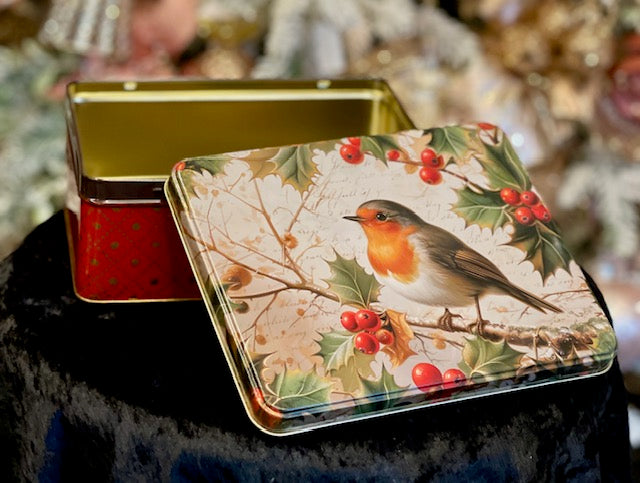 NOSTALGIN ROBIN RECTANGLE BISCUIT TIN RB2670