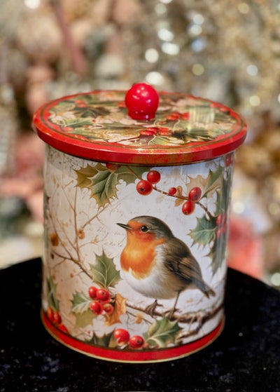 NOSTALGIC ROBIN TIN BISCUIT BARREL RB2964