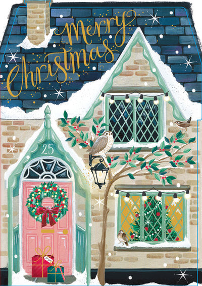 Home & Owl Village House Christmas Card