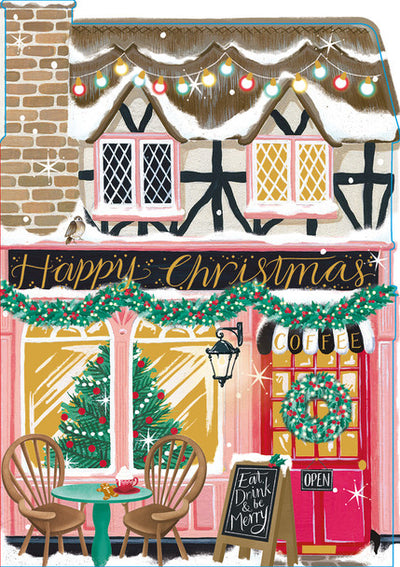 The Coffee Shop Village House Christmas Card