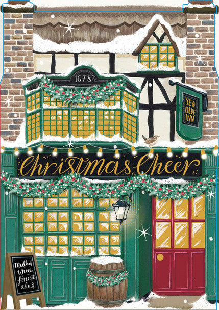 Pub Village House Christmas Card