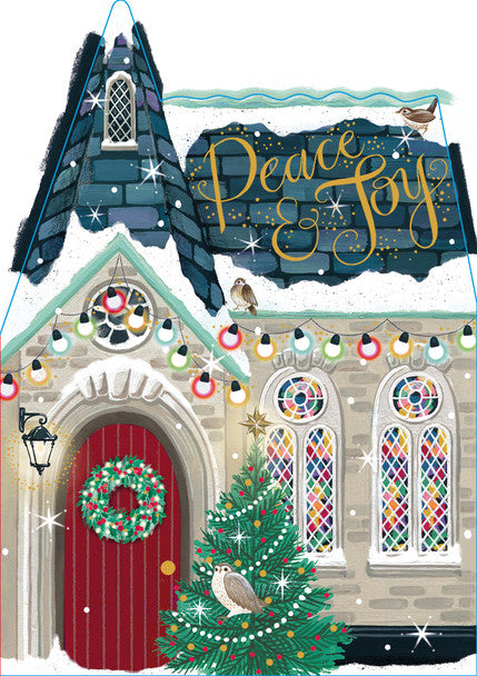 PEACE & JOY VILLAGE CHURCH CHRISTMAS CARD NSX06