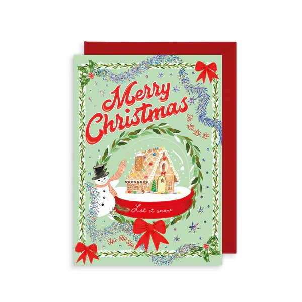 VINTAGE SNOW GLOBE KITSCHMAS CARD 