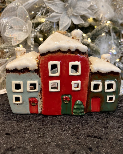 STONEWARE VILLAGE - TRIPLE CHRISTMAS HOUSE 310802