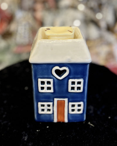 STONEWARE VILLAGE - NAVY SQUARE COTTAGE WAX WARMER 320032