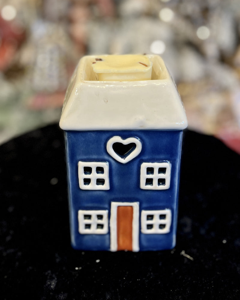 STONEWARE VILLAGE - NAVY SQUARE COTTAGE WAX WARMER 320032