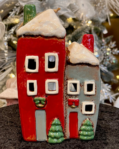 STONEWARE VILLAGE - CHRISTMAS TWO STOREY TEALIGHT HOUSE 330942