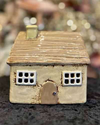 STONEWARE VILLAGE - CREAM THATCHED TEALIGHT HOUSE 335633