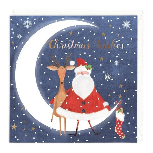 CHRISTMAS MOON SANTA CHRISTMAS CARD