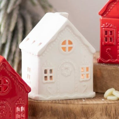 White Gingerbread Tealight House BR55531