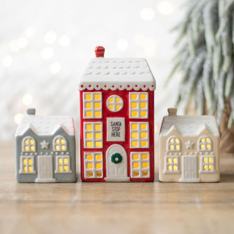 Christmas Village Ceramic LED Light Up Houses CV55922