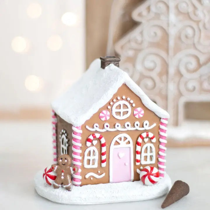 SUGARPLUM GINGERBREAD HOUSE RESIN INCENSE CONE BURNER SF71124