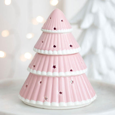 PINK CHRISTMAS TREE CERAMIC OIL/WAX MELTER