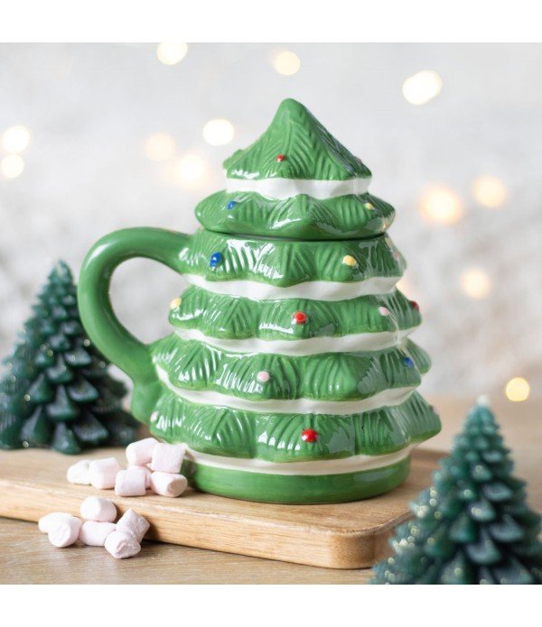 Green Christmas Tree Shaped Ceramic Mug TD90024