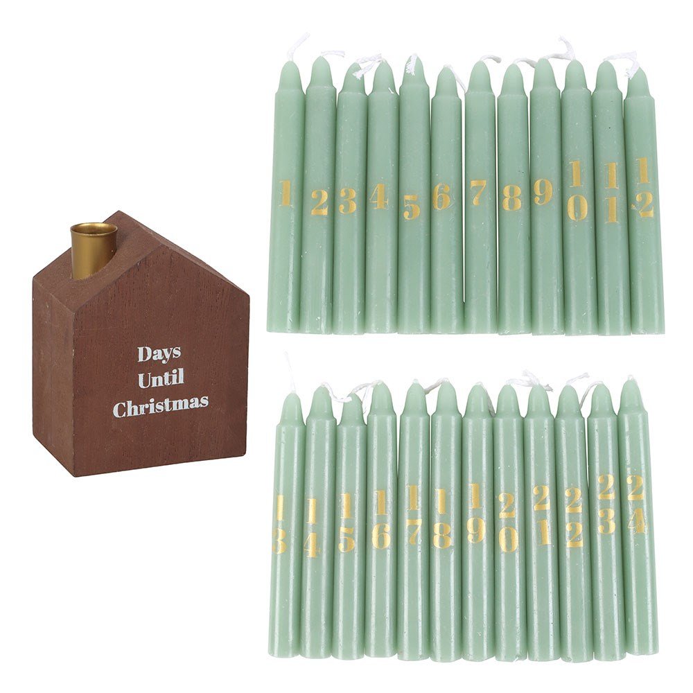 Set of 24 Mini Advent Candles with House Holder WO16526
