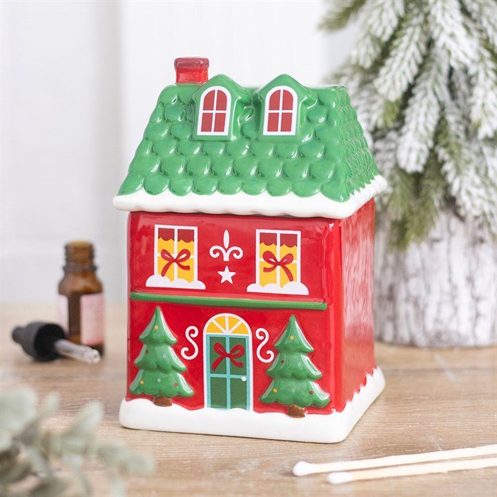 Red Christmas House Oil Burner XS48827