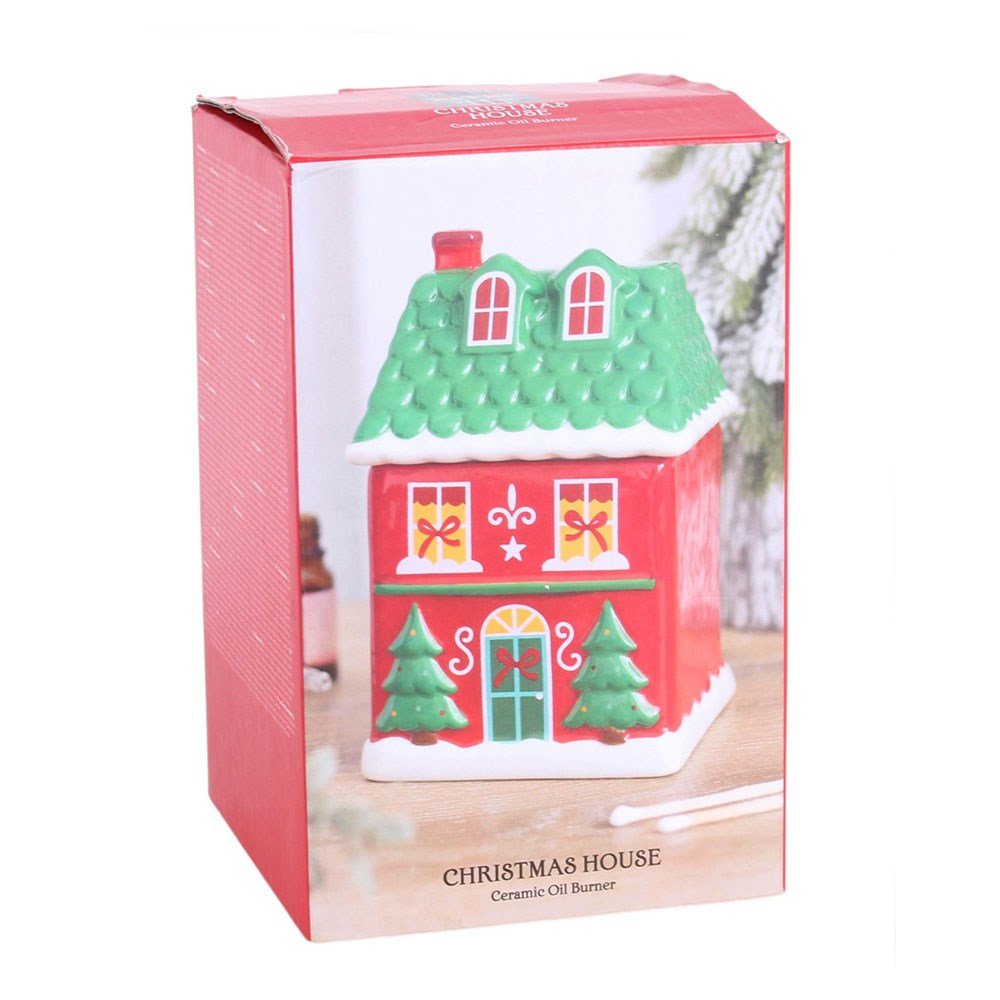 Red Christmas House Oil Burner XS48827