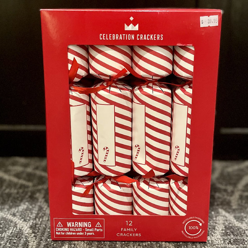 CANDY CANE CHRISTMAS CRACKERS 12PC